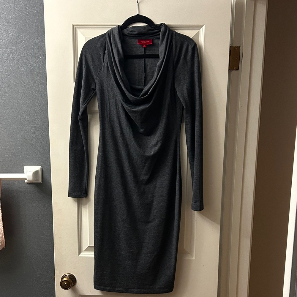 Elegant Gray Cowl Neck Dress